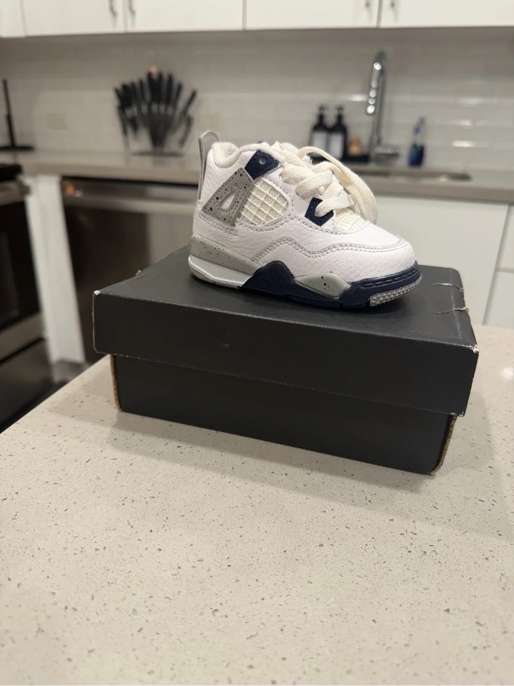 Jordan Toddler White, Navy & Gray High-Top Sneaker